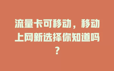 流量卡可移动，移动上网新选择你知道吗？