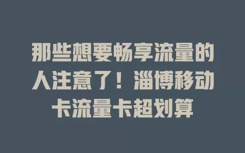 那些想要畅享流量的人注意了！淄博移动卡流量卡超划算