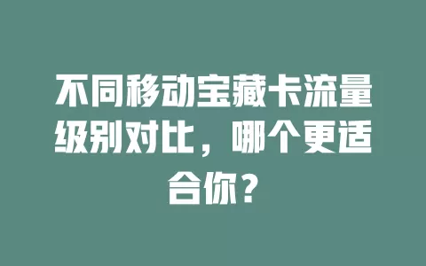 不同移动宝藏卡流量级别对比，哪个更适合你？