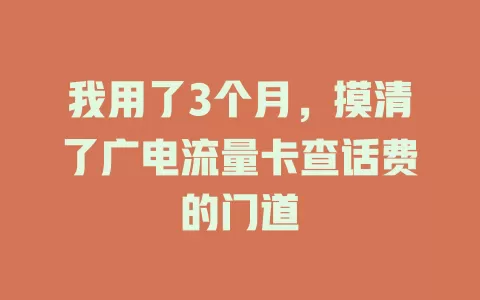 我用了3个月，摸清了广电流量卡查话费的门道