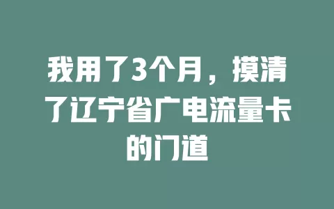 我用了3个月，摸清了辽宁省广电流量卡的门道