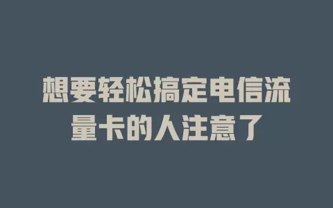 想要轻松搞定电信流量卡的人注意了