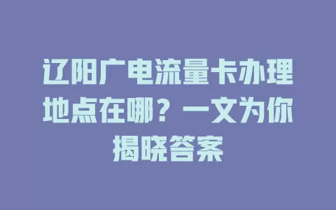 辽阳广电流量卡办理地点在哪？一文为你揭晓答案