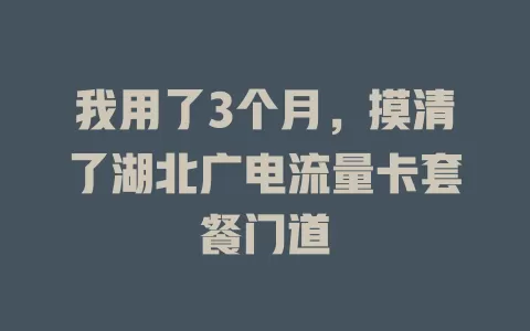我用了3个月，摸清了湖北广电流量卡套餐门道