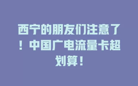 西宁的朋友们注意了！中国广电流量卡超划算！