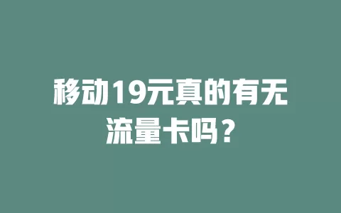 移动19元真的有无流量卡吗？