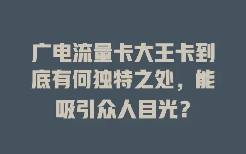 广电流量卡大王卡到底有何独特之处，能吸引众人目光？