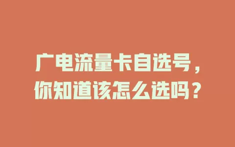 广电流量卡自选号，你知道该怎么选吗？