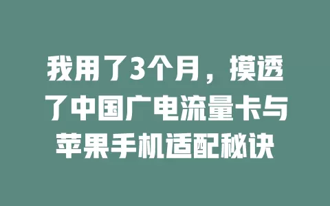我用了3个月，摸透了中国广电流量卡与苹果手机适配秘诀