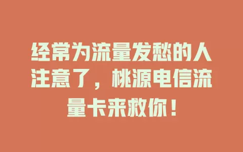 经常为流量发愁的人注意了，桃源电信流量卡来救你！