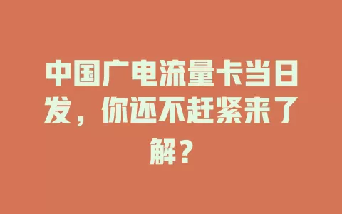 中国广电流量卡当日发，你还不赶紧来了解？