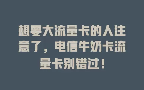 想要大流量卡的人注意了，电信牛奶卡流量卡别错过！