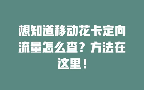 想知道移动花卡定向流量怎么查？方法在这里！