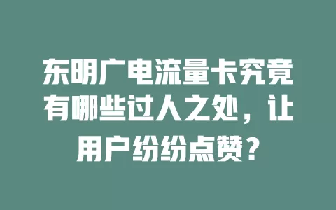 东明广电流量卡究竟有哪些过人之处，让用户纷纷点赞？