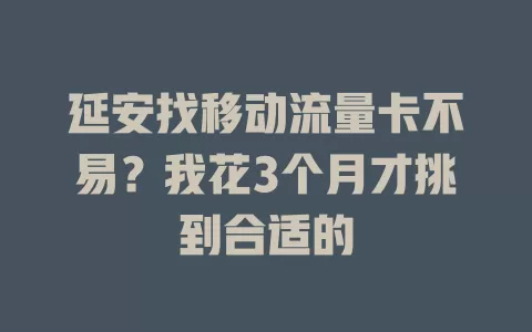 延安找移动流量卡不易？我花3个月才挑到合适的