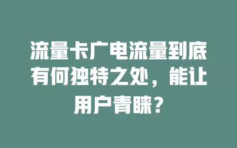 流量卡广电流量到底有何独特之处，能让用户青睐？