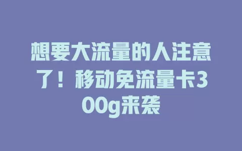 想要大流量的人注意了！移动免流量卡300g来袭