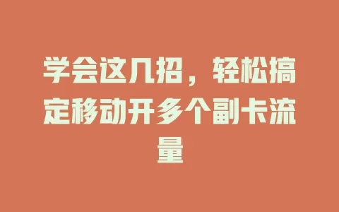 学会这几招，轻松搞定移动开多个副卡流量