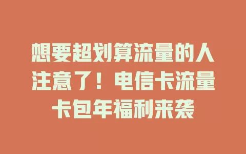 想要超划算流量的人注意了!电信卡流量卡包年福利来袭