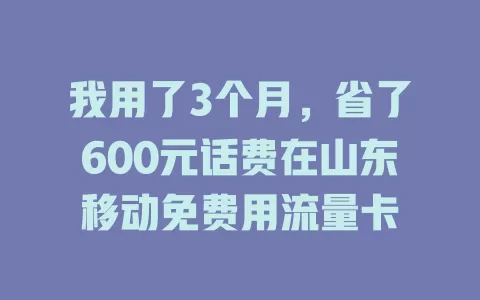 我用了3个月，省了600元话费在山东移动免费用流量卡
