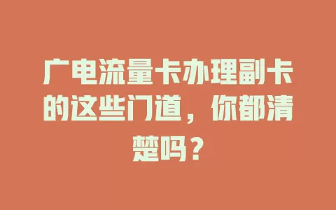 广电流量卡办理副卡的这些门道，你都清楚吗？