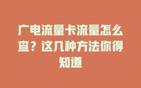 广电流量卡流量怎么查？这几种方法你得知道