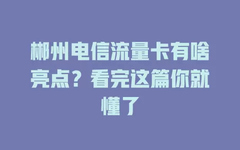 郴州电信流量卡有啥亮点？看完这篇你就懂了