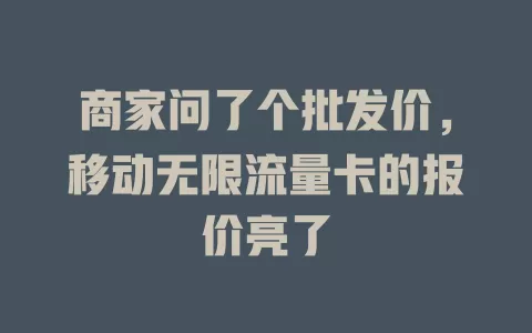 商家问了个批发价，移动无限流量卡的报价亮了