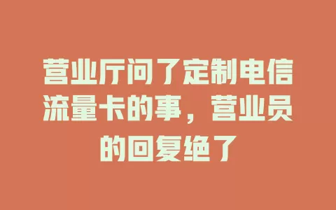 营业厅问了定制电信流量卡的事，营业员的回复绝了