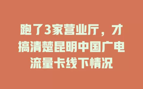 跑了3家营业厅，才搞清楚昆明中国广电流量卡线下情况