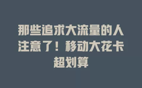 那些追求大流量的人注意了！移动大花卡超划算