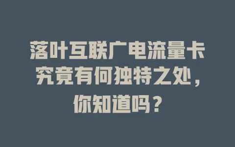 落叶互联广电流量卡究竟有何独特之处，你知道吗？