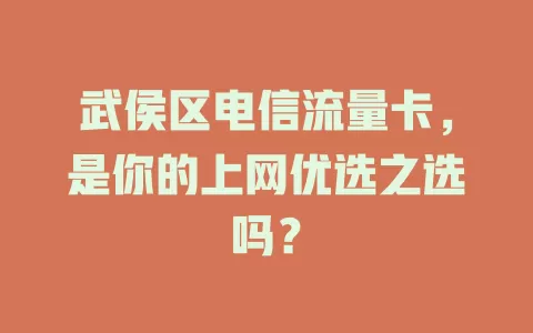 武侯区电信流量卡，是你的上网优选之选吗？