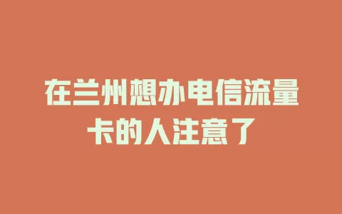 在兰州想办电信流量卡的人注意了