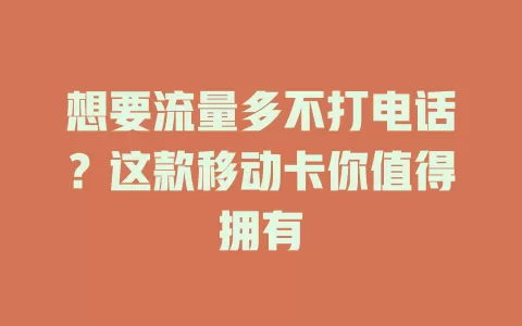 想要流量多不打电话？这款移动卡你值得拥有