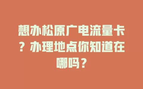 想办松原广电流量卡？办理地点你知道在哪吗？