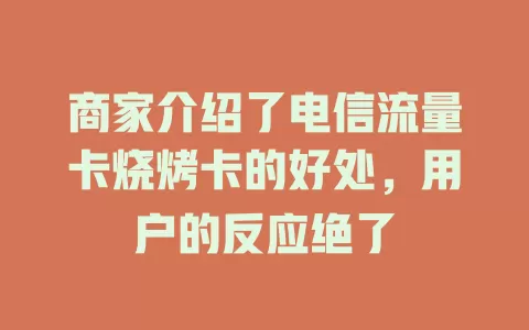 商家介绍了电信流量卡烧烤卡的好处，用户的反应绝了