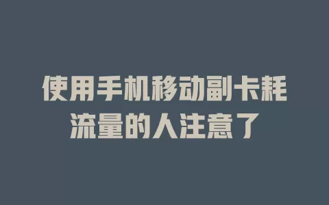使用手机移动副卡耗流量的人注意了