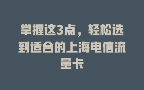 掌握这3点，轻松选到适合的上海电信流量卡