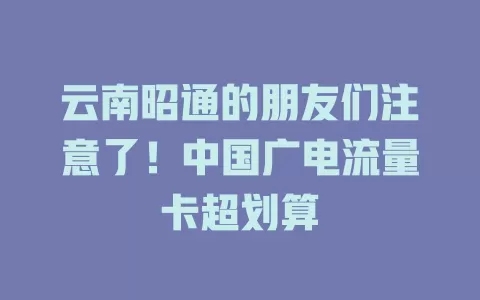云南昭通的朋友们注意了！中国广电流量卡超划算