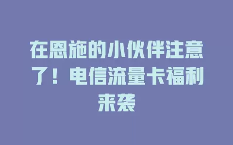 在恩施的小伙伴注意了！电信流量卡福利来袭