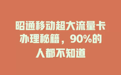 昭通移动超大流量卡办理秘籍，90%的人都不知道