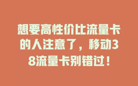 想要高性价比流量卡的人注意了，移动38流量卡别错过！