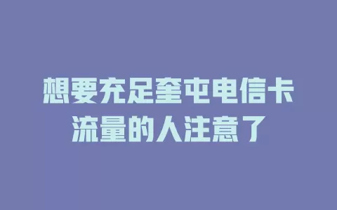 想要充足奎屯电信卡流量的人注意了