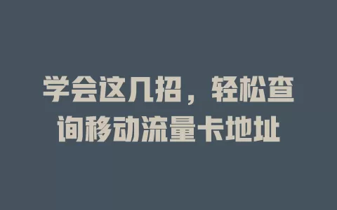 学会这几招，轻松查询移动流量卡地址