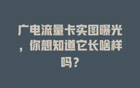 广电流量卡实图曝光，你想知道它长啥样吗？