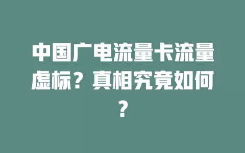 中国广电流量卡流量虚标？真相究竟如何？