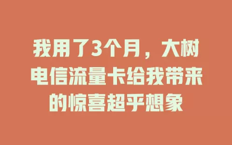 我用了3个月，大树电信流量卡给我带来的惊喜超乎想象