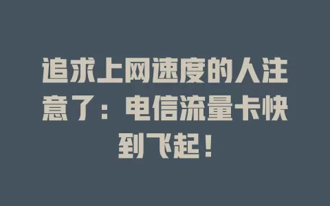 追求上网速度的人注意了：电信流量卡快到飞起！