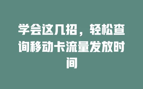 学会这几招，轻松查询移动卡流量发放时间